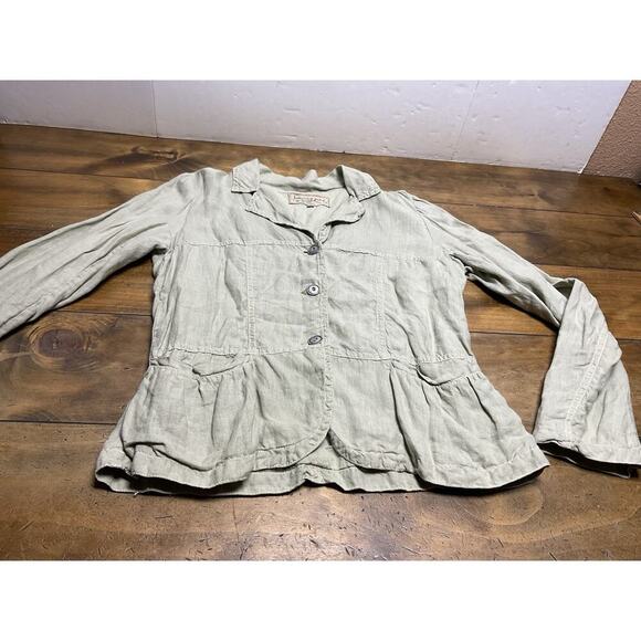 Johnny Was Blazer Jacket Sage Green Linen Size Medium - Picture 5 of 13